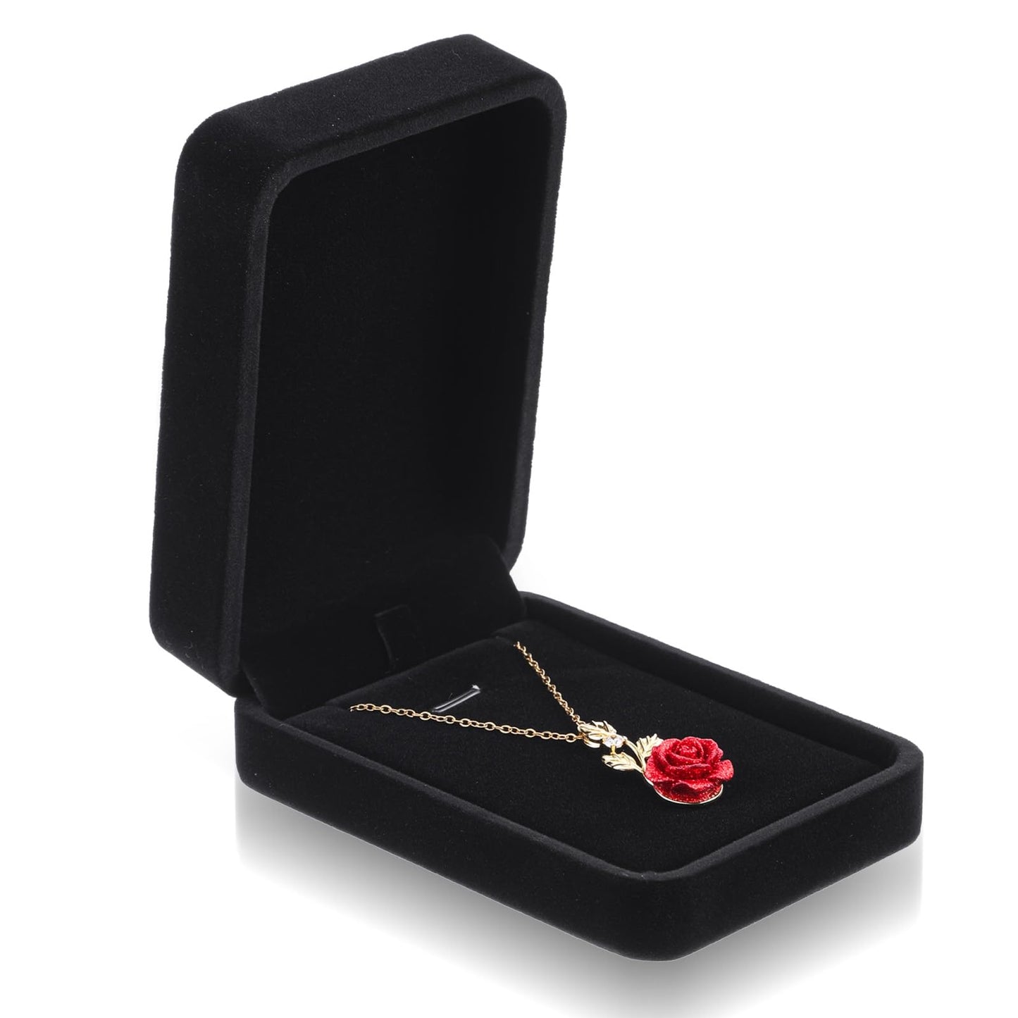 Yolev Velvet Necklace Gift Boxes Black Pendant Box for Jewelry Gifts Small Jewelry Gift Box Storage Display Case for Necklace Wedding Engagement Birthday Anniversary Valentine's Day