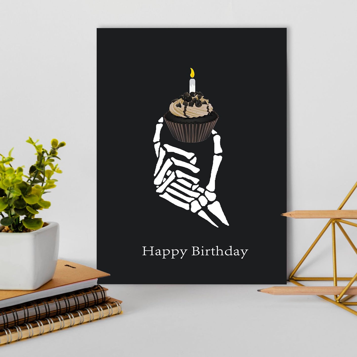 Ziwen Rude Birthday Cupcake Card, Funny Gothic Day Gifts for Her Him, Happy Birthday Card for Men Women, Bday Cupcake Skeleton Gothic Card, Dirty Black Skeleton Birthday Day Gifts for Husband Wife……