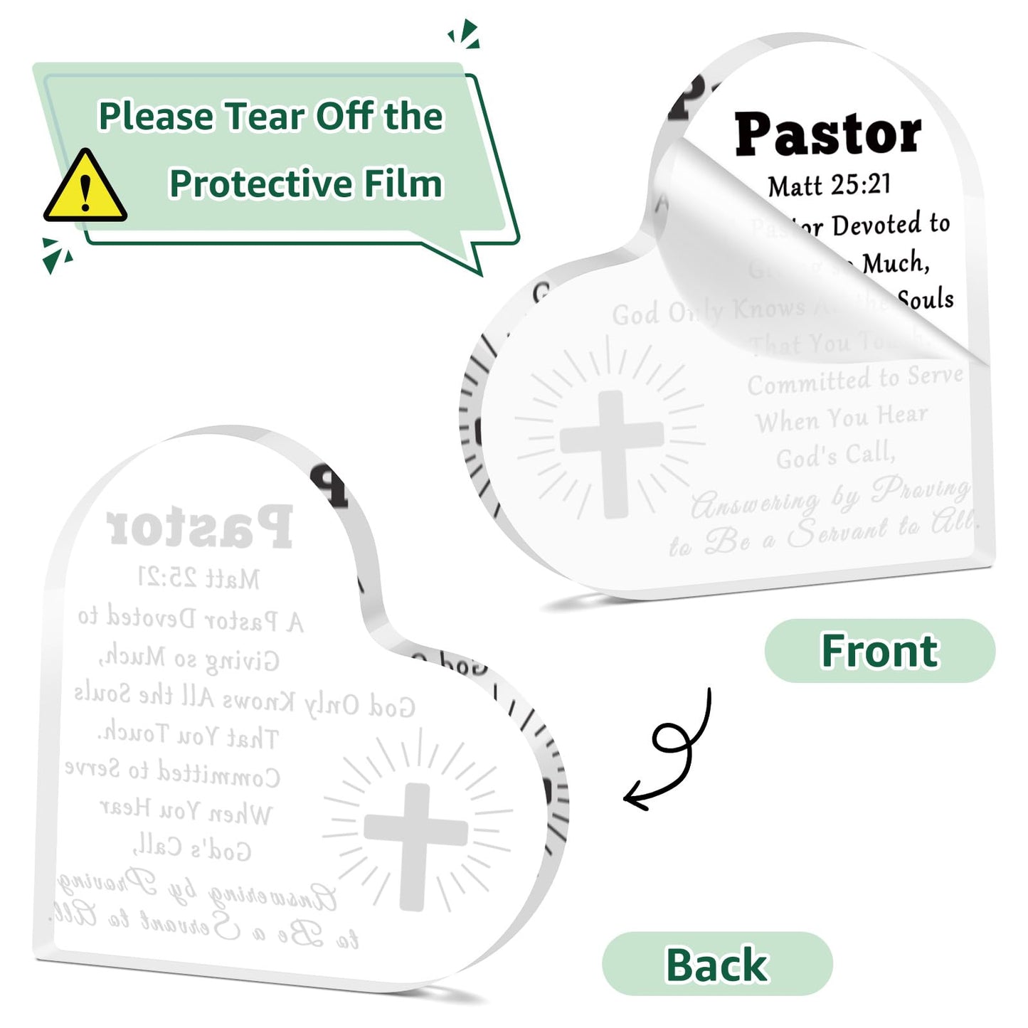 Pastor Appreciation Gifts Acrylic Plaque Thank You Gifts for Pastor Preacher Priest Religious Christian Gifts Christmas Birthday Retirement Gifts for Pastor Catholicism Coworker Friends Desk Sign