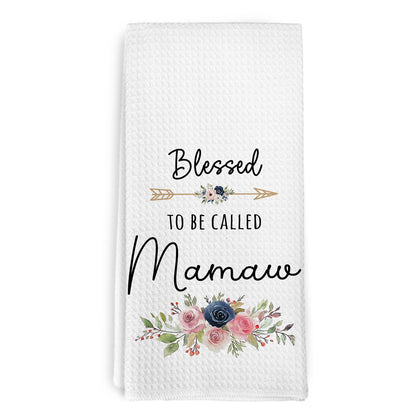Mamaw Gifts Kitchen Towel and Dish Towel, Blessed to Be Called Mamaw Hand Dish Tea Towels for Kitchen Bathroom, Grandma Floral Hand Towels, Mothers Day Birthday Gifts for Grandma, 16x24 Inch