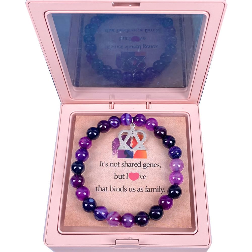 Adoption Symbol Charm Bracelet Necklace Adoption Day Gifts Adoption Gifts Gotcha Day Amethyst Bracelet Adoption Celebration Party Gifts Adoptive Jewelry Thank You Gift