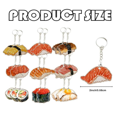 18 Pack Sushi Keychains Japanese Kawaii Fake Food Trinkets - Acrylic Yummy Sushi Keychain Gift Perfect For Lover Accessories,Asian Food Charm Decor, Purse Bag Decoration, Keychain Gift Set
