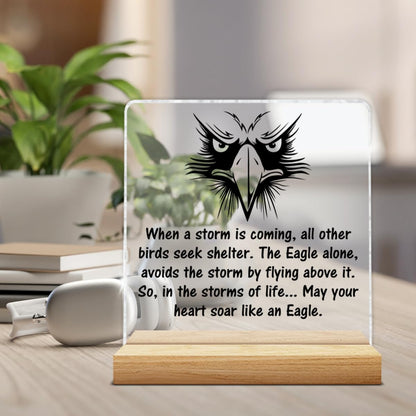 Inspirational Scouts Gifts, Graduation Gift for Boy Scouts Son, May Your Heart Soar Like an Eagle Clear Acrylic Desk Decorative Sign Home Decor