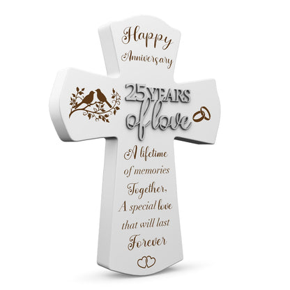 25th Anniversary Wedding Gifts for Wife Husband, Religious Cross Gifts for Women Men,25 Year Romantic Anniversary Marriage Gift for Her,Him,Couple,Parents,Friends,Wedding Anniversary Decorations