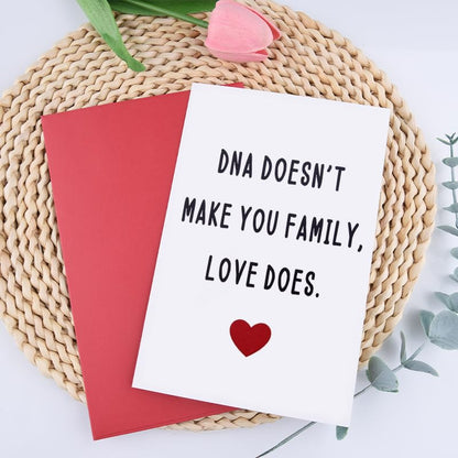 Happy Adoption Day Gift Card for Family Parents Thank You Appreciation Cards for Step Dad Mom Birthday Christmas Gifts for Bonus Dad Mom Friend Couple DNA Doesn't Make You Family Love Does Card