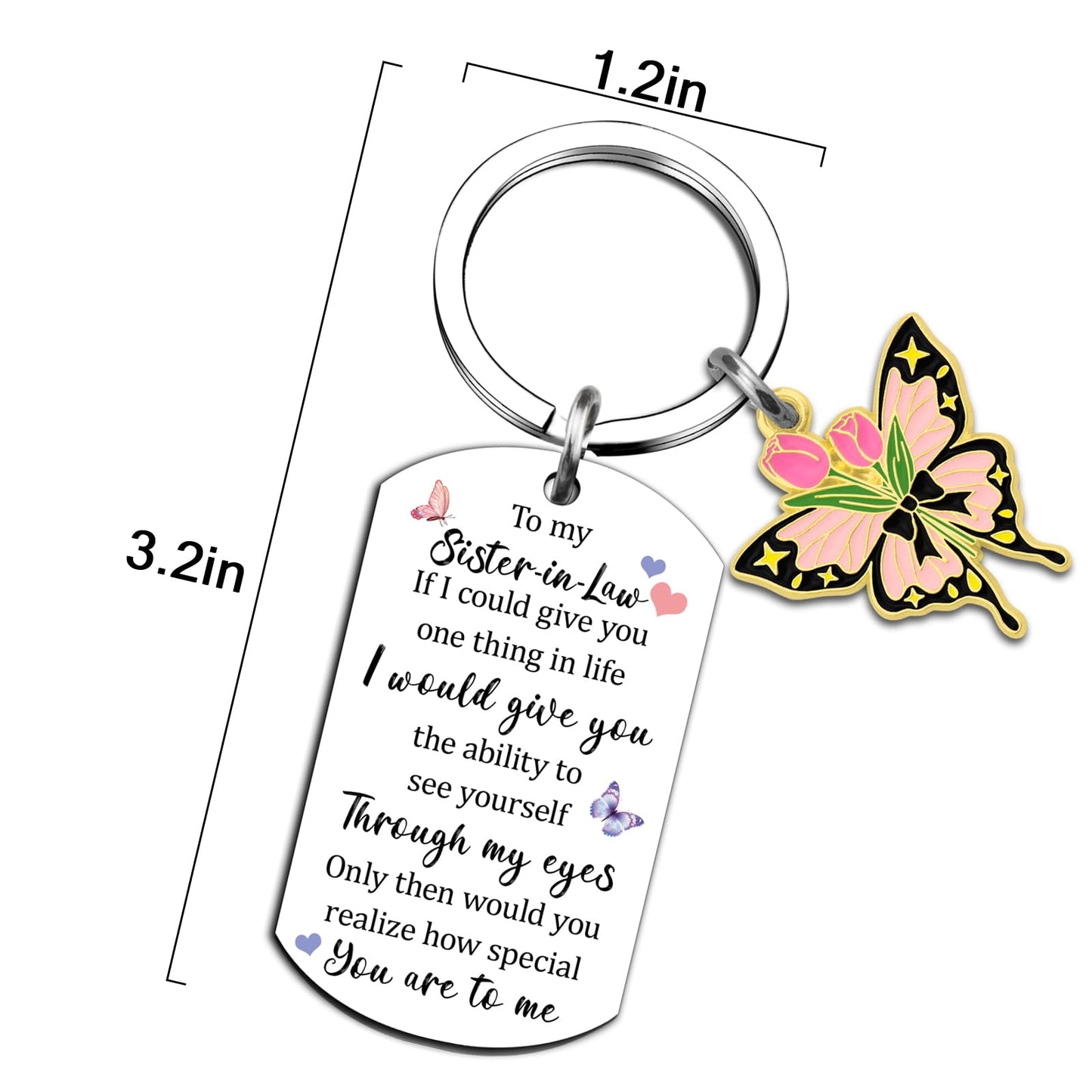 Sister In Law Gifts for Women Birthday Gifts for Sister In Law Mothers Day Women Unique Wedding Gift Sentimental Butterfly Keychain