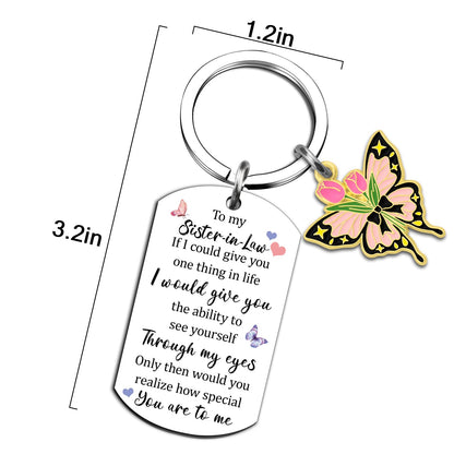 Sister In Law Gifts for Women Birthday Gifts for Sister In Law Mothers Day Women Unique Wedding Gift Sentimental Butterfly Keychain