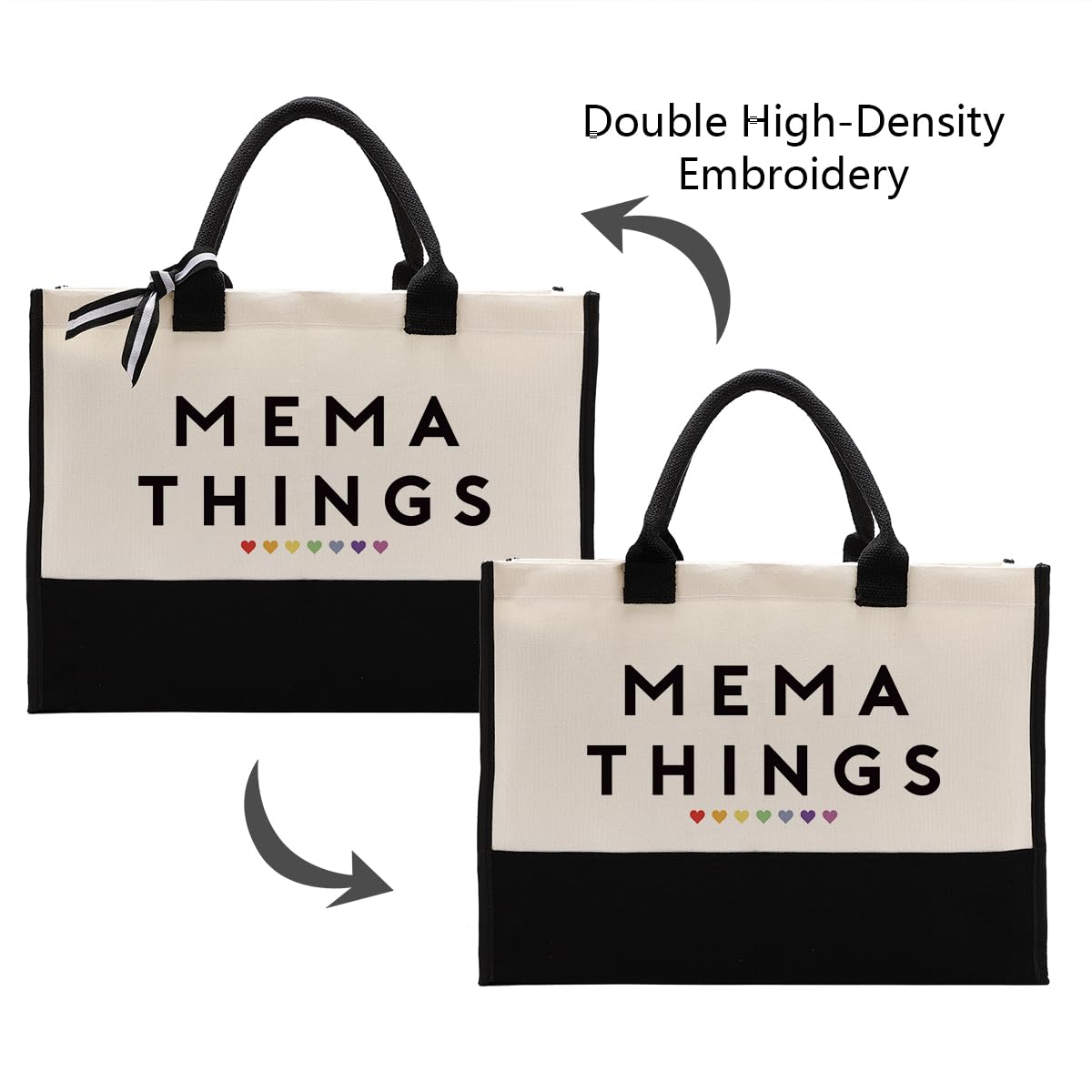 Mema Things Canvas Bag Gift, Mema Gift, Cotton Canvas Tote Bag, Utility Tote Shopping Bag Grocery Bags, Mema Canvas Beach Bag, Novelty Birthday Gift for Women, Mother's Day Gift for Mema Her Grandma