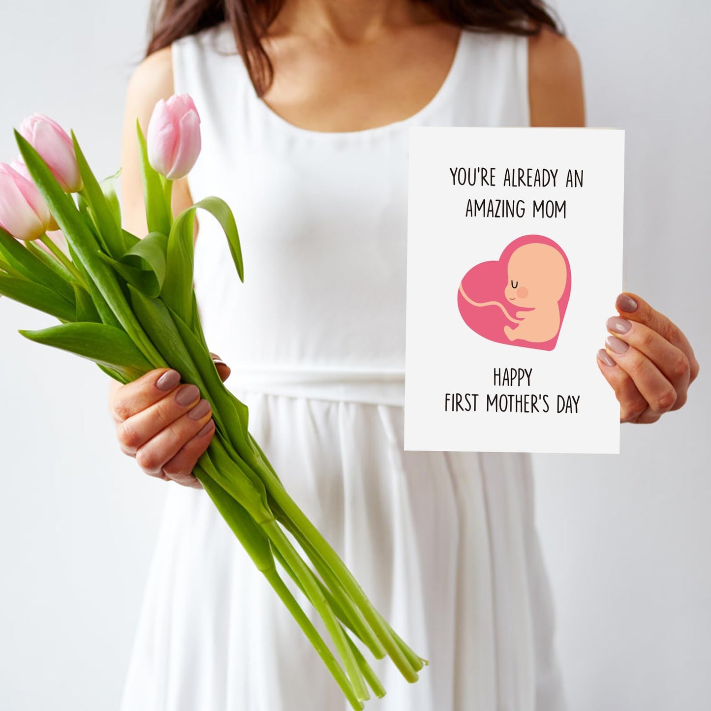 Ithmahco Cute First Mother’s Day Card, Expecting Mothers Day Card, Mothers Day Gift from Pregnant Wife, Happy Mothers Day from the Bump， First Mothers Day Gifts For New Mom Expecting Mom