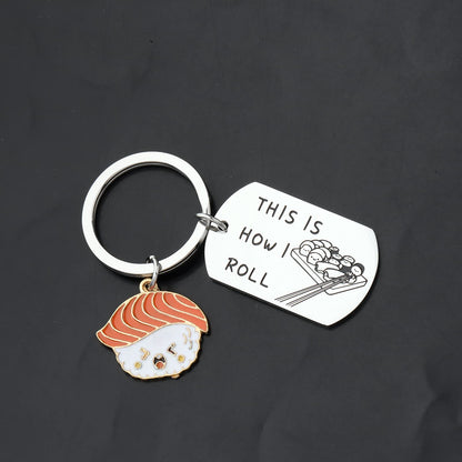 MAOFAED Sushi Gift Sushi Jewelry Sushi Lover Keychain This How I Roll Keychain Sushi Chef Gift i roll sushi