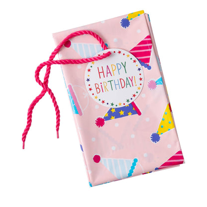 WRAPAHOLIC 56" Extra Large Birthday Plastic Gift Bag - Pink Party Hat Jumbo Bike Bag Gift Wrap for Women Girls Birthday, Baby Shower, Wedding, Bridal Shower - 56" H x 36" W