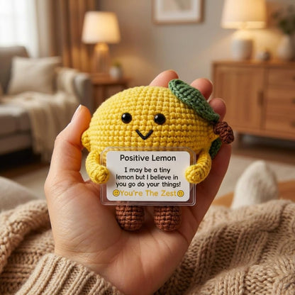 Emotional Support Crochet Positive Lemon Inspirational Cheer Up Gifts for Women, Handmade Positive Lemon Gift Birthday Thank You Christmas Teacher Appreciation Gifts for Coworker Mom Friends