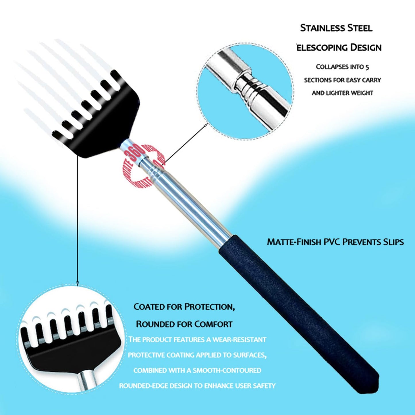 8-Piece Gift Box Set Retractable Back Scratchers- Portable Metal Body Massager Tool, Multi-Color Set for Men Women Kids & Pets - Father's Day, Valentine's, School Season