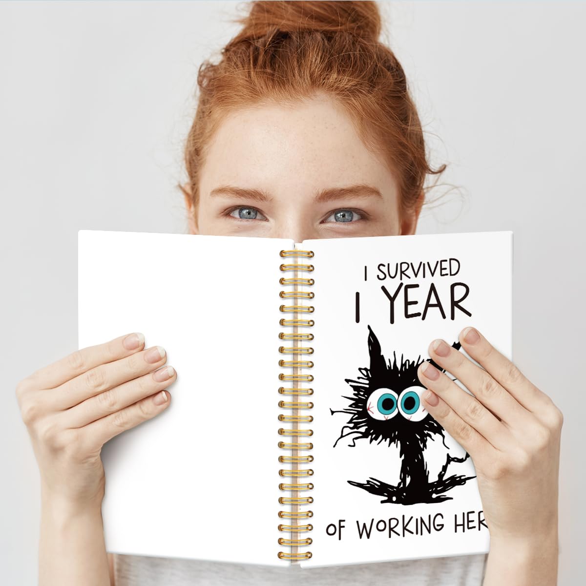 I Survived I Year of Working Here Hardcover 160 Pages Lined Spiral Notebooks, Funny Office Humor Journal for Coworker Boss Employee, Secret Santa Gifts, One Year Anniversary Present for Employee Boss