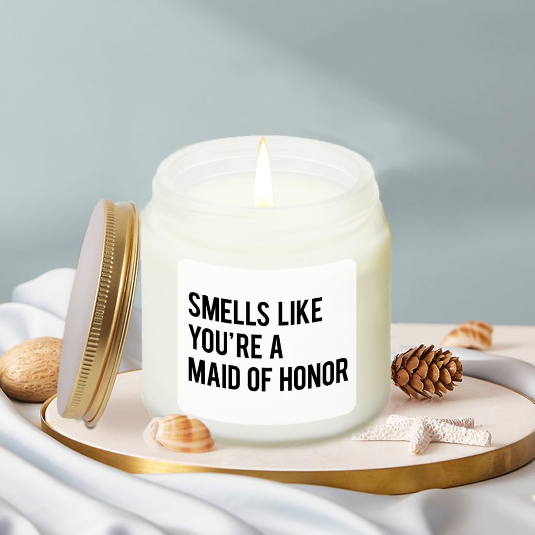 LAMIVEENLA Maid of Honor Gifts Scented Candle Lavender - Cool Bridesmaid Gifts for Matron of Honor Gift Maid of Honor Proposal Gift Soy Candle 4oz