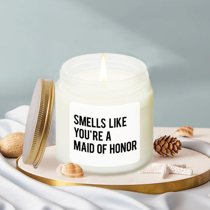 LAMIVEENLA Maid of Honor Gifts Scented Candle Lavender - Cool Bridesmaid Gifts for Matron of Honor Gift Maid of Honor Proposal Gift Soy Candle 4oz