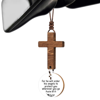 Cross for Car Mirror Hanging, Christian Gifts for Men, Daily Bible Verse Car Cross Hanging Accessories, Christian Car Accessories, Jesus Religious Gifts, for Dad, Father, Men, Husband