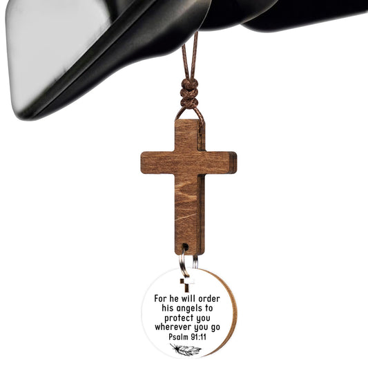 Cross for Car Mirror Hanging, Christian Gifts for Men, Daily Bible Verse Car Cross Hanging Accessories, Christian Car Accessories, Jesus Religious Gifts, for Dad, Father, Men, Husband