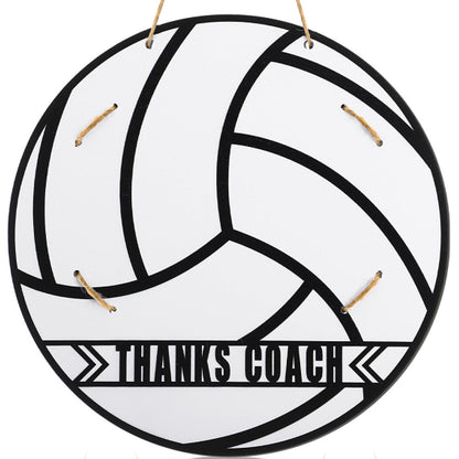 Cinnvoice 4 Set Volleyball Thanks Coach Picture Frames with Signature Pens Fits 4 x 6 Inches Photos Wooden Picture Frame Thanks Volleyball Coach Gift from Team Coaches Appreciation Home Plate Plaque