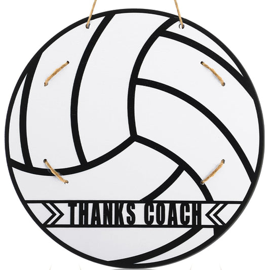 Cinnvoice 4 Set Volleyball Thanks Coach Picture Frames with Signature Pens Fits 4 x 6 Inches Photos Wooden Picture Frame Thanks Volleyball Coach Gift from Team Coaches Appreciation Home Plate Plaque
