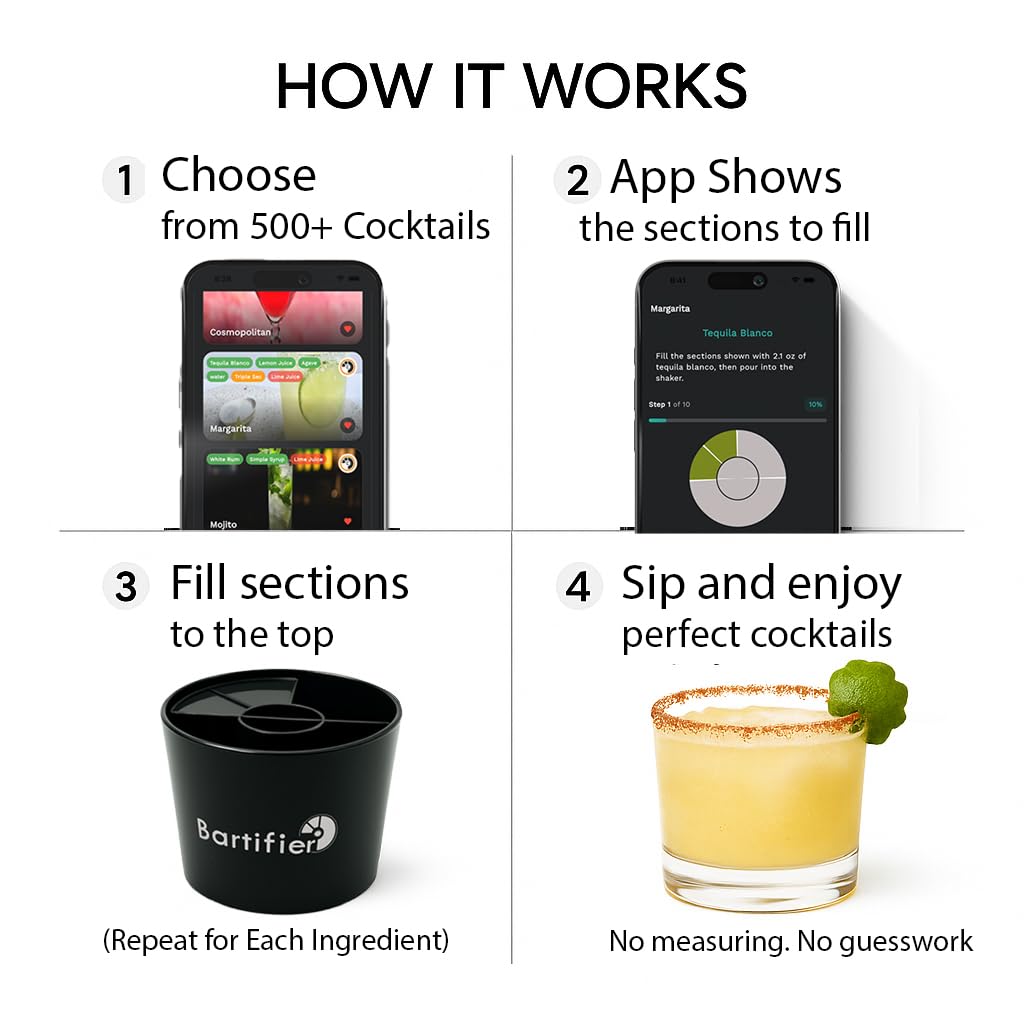 Cocktail Maker – Make 3000+ Cocktails with The App-Guided Drink Mixer – Easy Cocktail Measuring System – Unique Bartender Gift