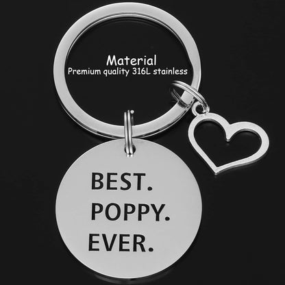HUTIMY Poppy Gifts Keychain for Men - Poppy Charm Merch - Worlds Best Pappy Stuff Present