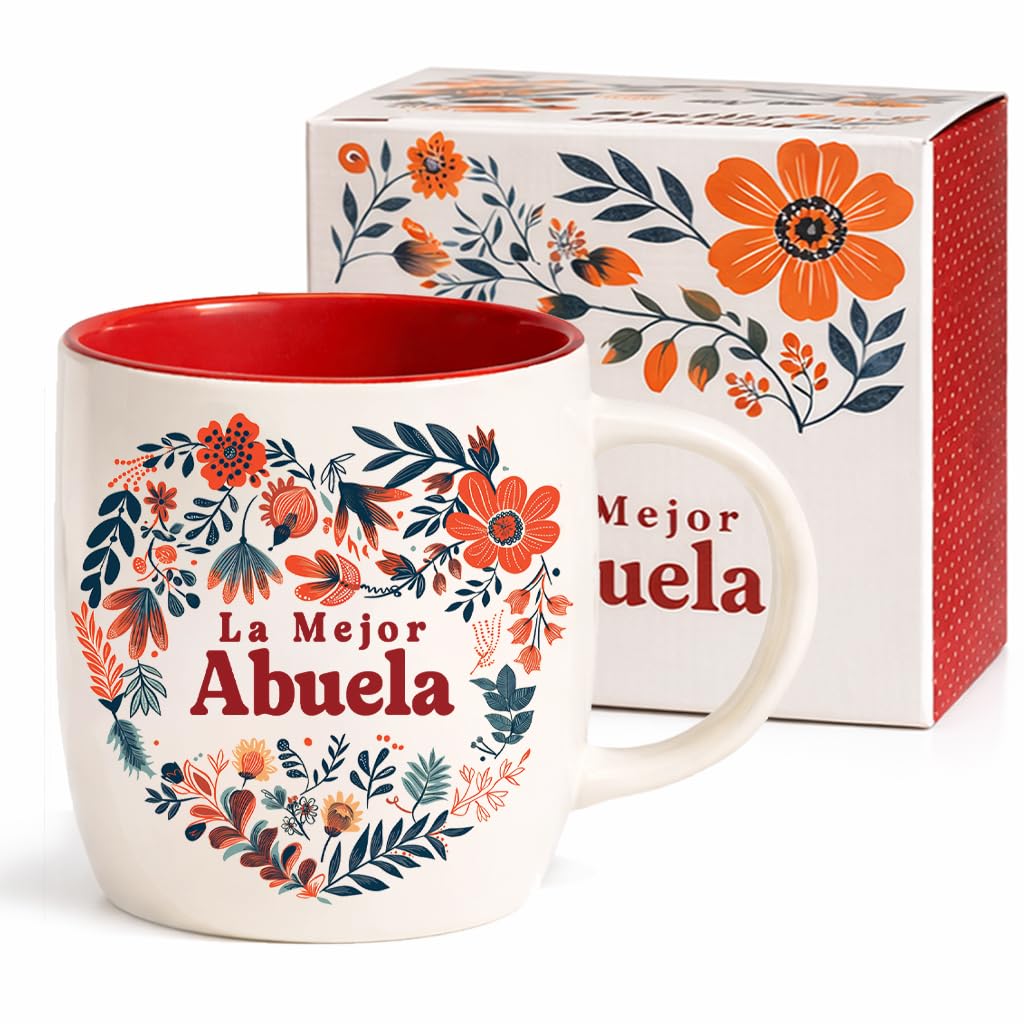 Triple Gifffted La Mejor Abuela Coffee Mug in Spanish, Latino Best Grandma in The World Gifts, Regalo Dia de las Madres, Mothers Day, Navidad, Birthday and Christmas Taza Abuelos, V2, 13 Oz