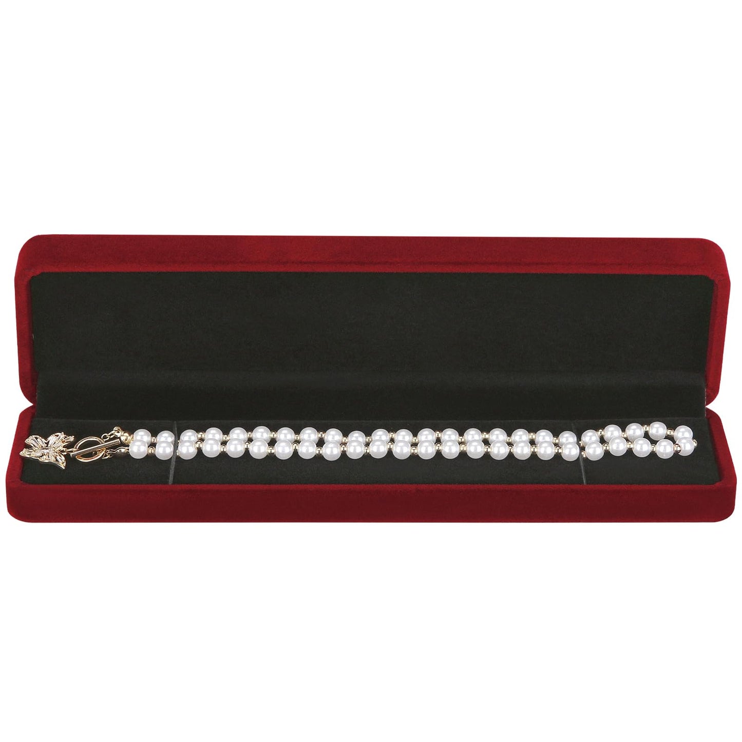 LETURE 2 Pieces Long Velvet Chain Necklace Gift Box Set, Bracelet Storage Case, Jewellry Display Box for Wedding, Engagement,Proposal, Birthday and Anniversary (Red-2pcs)