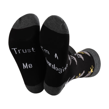 MBMSO Funny Meteorology Gifts 2 Pairs Trust Me I'm a Meteorologist Socks Gifts for Weather Lover Socks Future Weatherman Gift