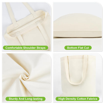 RAINFLOW Canvas Tote Bag - 4 PCS Cotton Canvas Reusable Grocery Shopping Blank Tote Bag with Handles for Crafts DIY, Gift, Advertising Promotion Activity