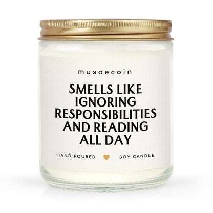 Book Lovers Gifts, Funny Gifts for Book Lovers, Birthday Bookish Presents for Readers Librarian Bookworm - Handmade Lavender Candle 7oz