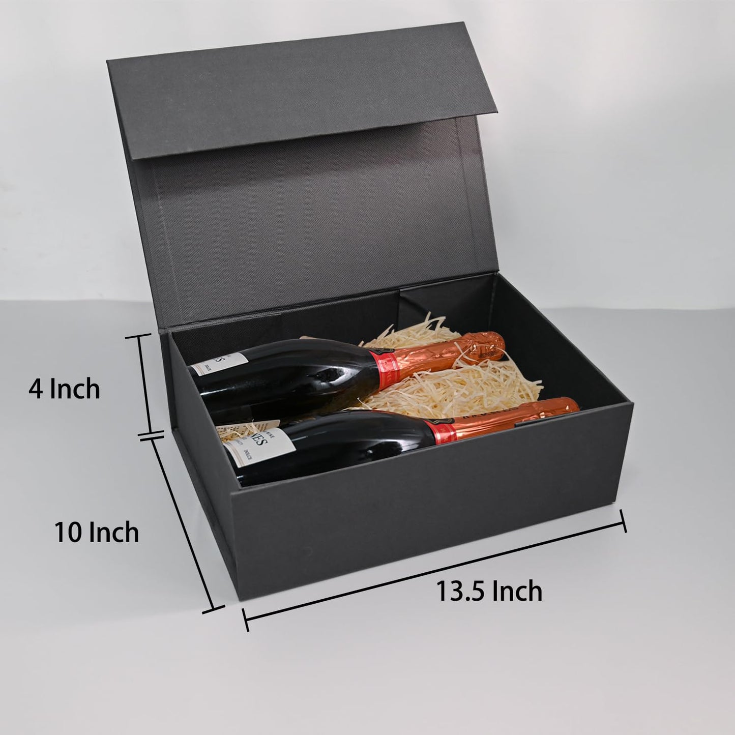 LIFELUM Gift Box 13.5''x10''x4'' Large Gifts Box with Magnetic Lids Black Gift Boxes for Father's Day graduation gifts Contains Card, Ribbon, Filler