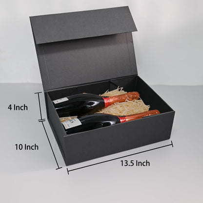 LIFELUM Gift Box 13.5''x10''x4'' Large Gifts Box with Magnetic Lids Black Gift Boxes for Father's Day graduation gifts Contains Card, Ribbon, Filler