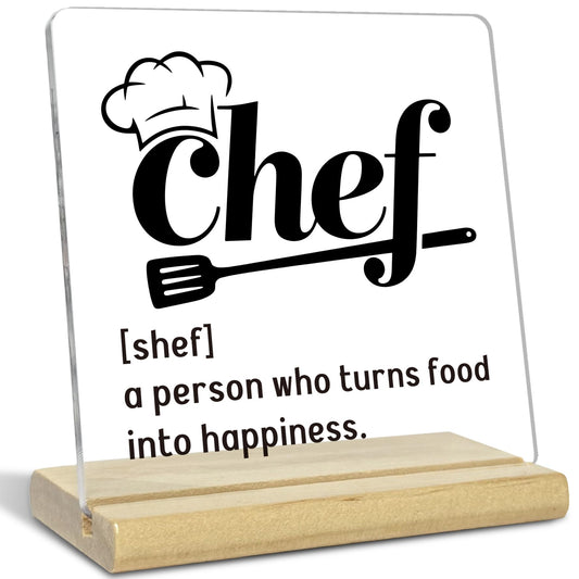 Chef Acrylic Plaque Gifts for Women Men, Chef Definition Gifts for Cooking Lovers Mom Grandma Cooker Christmas Birthday, Farmhouse Kitchen Counter Cabinet Decor Dining Room Table Decor