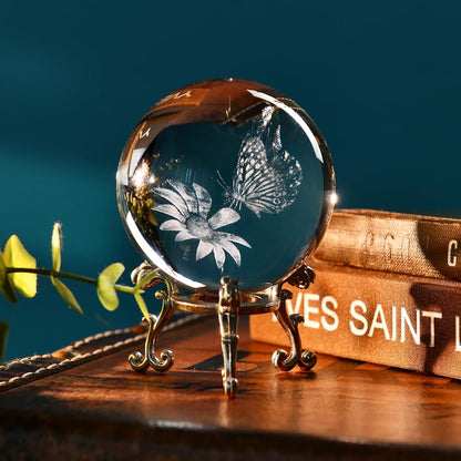Butterfly Gifts for Women 3D Crystal Ball Butterfly Gift for Her Girl with Stand Wife Mom