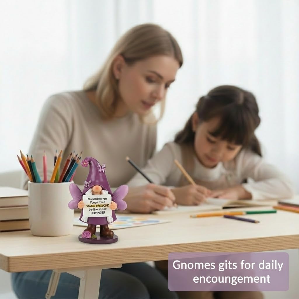 Lavezee Inspirational Gnomes Gifts, Purple Spring Gnome Gift with Sometimes You Forget Your Awesome, Encouragement Gifts for Women, Mom, Sister,Wife, Girlfriend
