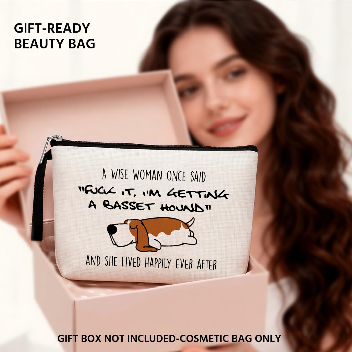 Hanamiya Na Basset Hound Gifts, Dog Gifts for Dog Lovers for Women, Funny Makeup Bag, Cosmetic Pouch, Travel Case Getting a Basset Hound