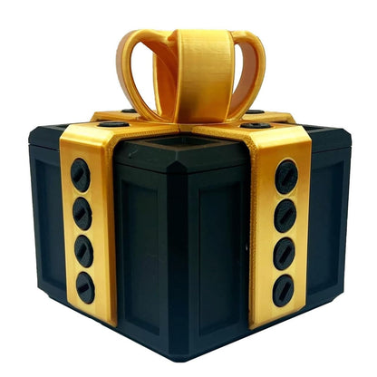 annoying kids Christmas gifts funny gift box for money and card holder.large gag prank case with screws. (black and gold)