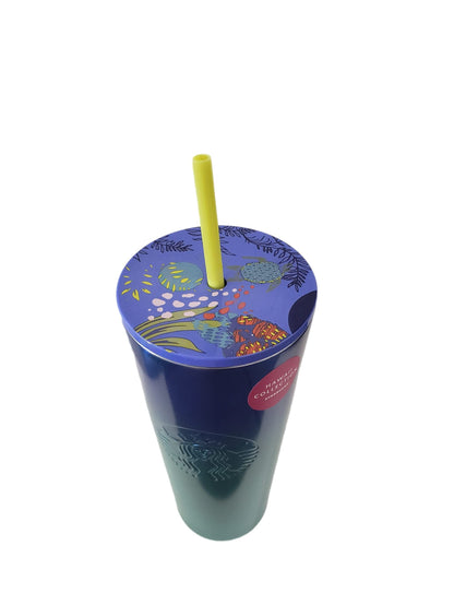 Starbucks Hawaii Collection 24oz Stainless Steel Blue Ombre Tropical Cold Cup