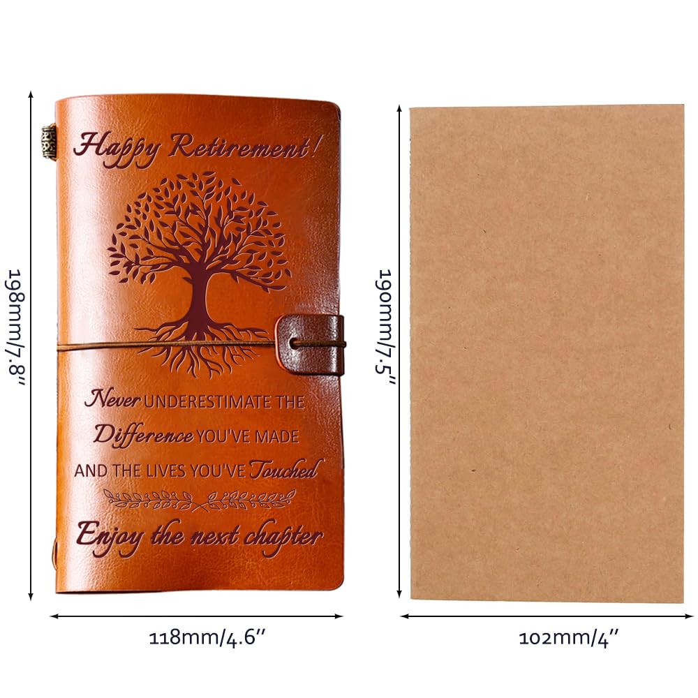 Retirement Gifts for Women Woman Men 2025, Leather Travel Journal 140 Pages Presents, Happy Retirement Gifts for Teacher Nurse Coworker Boss Employee Friends