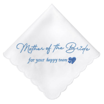 Mother of the Bride Handkerchiefs Happy Tear Wedding Handkerchiefs Something Blue Gifts On Wedding Day Keepsake Hankies