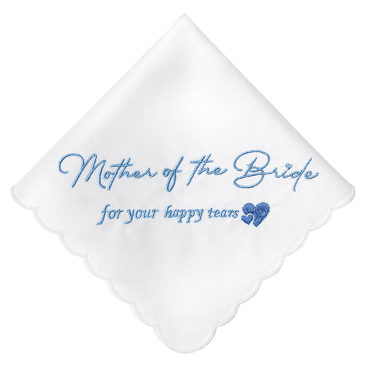 Mother of the Bride Handkerchiefs Happy Tear Wedding Handkerchiefs Something Blue Gifts On Wedding Day Keepsake Hankies