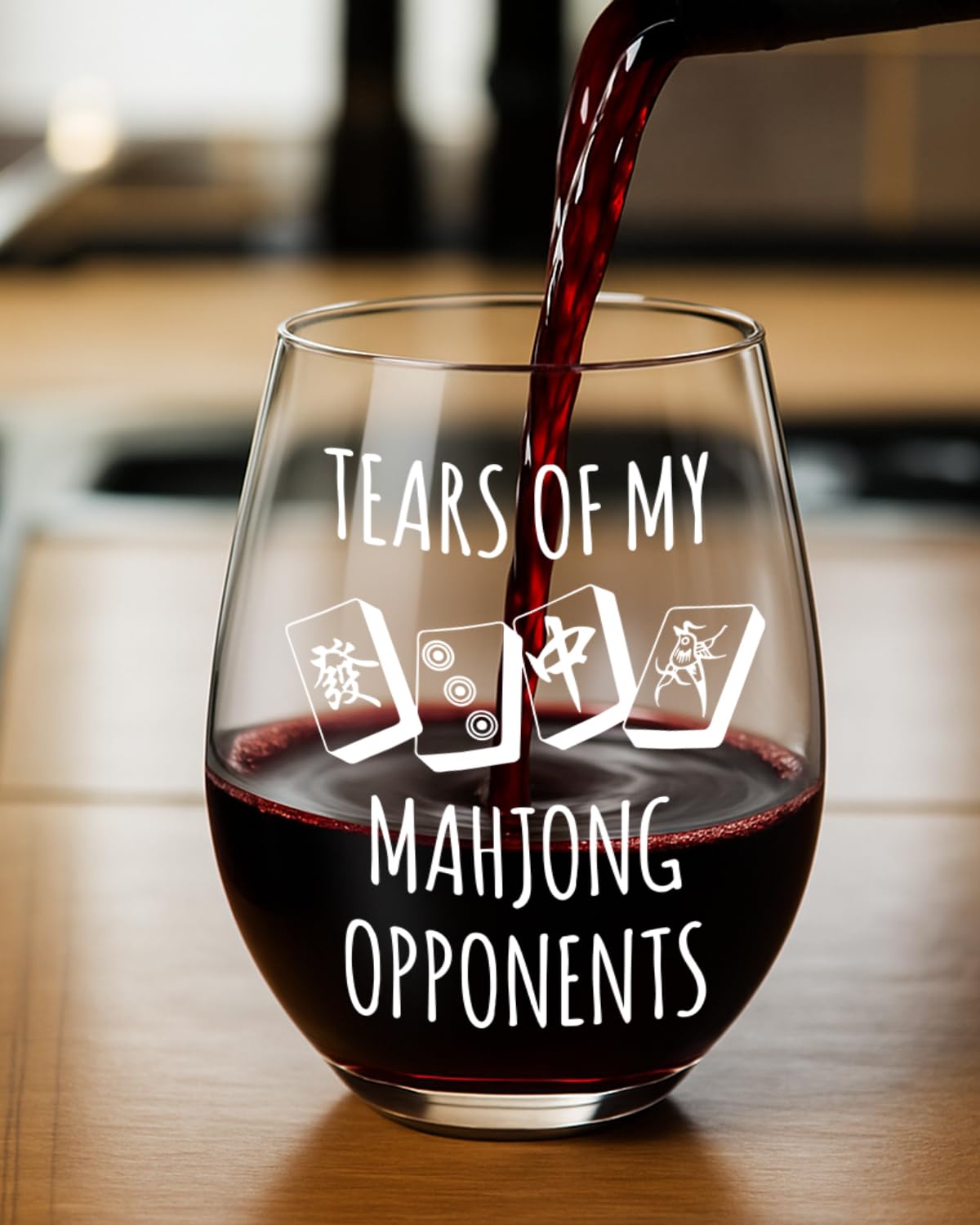 Funny Mahjong Gifts for Women,Mom,Friends,Wife, Tears Of My Mahjong Opponents Stemless Wine Glass,Mahjongs Players Accessories,Gag Gifts for Mahjongs Players Birthday Christmas -119