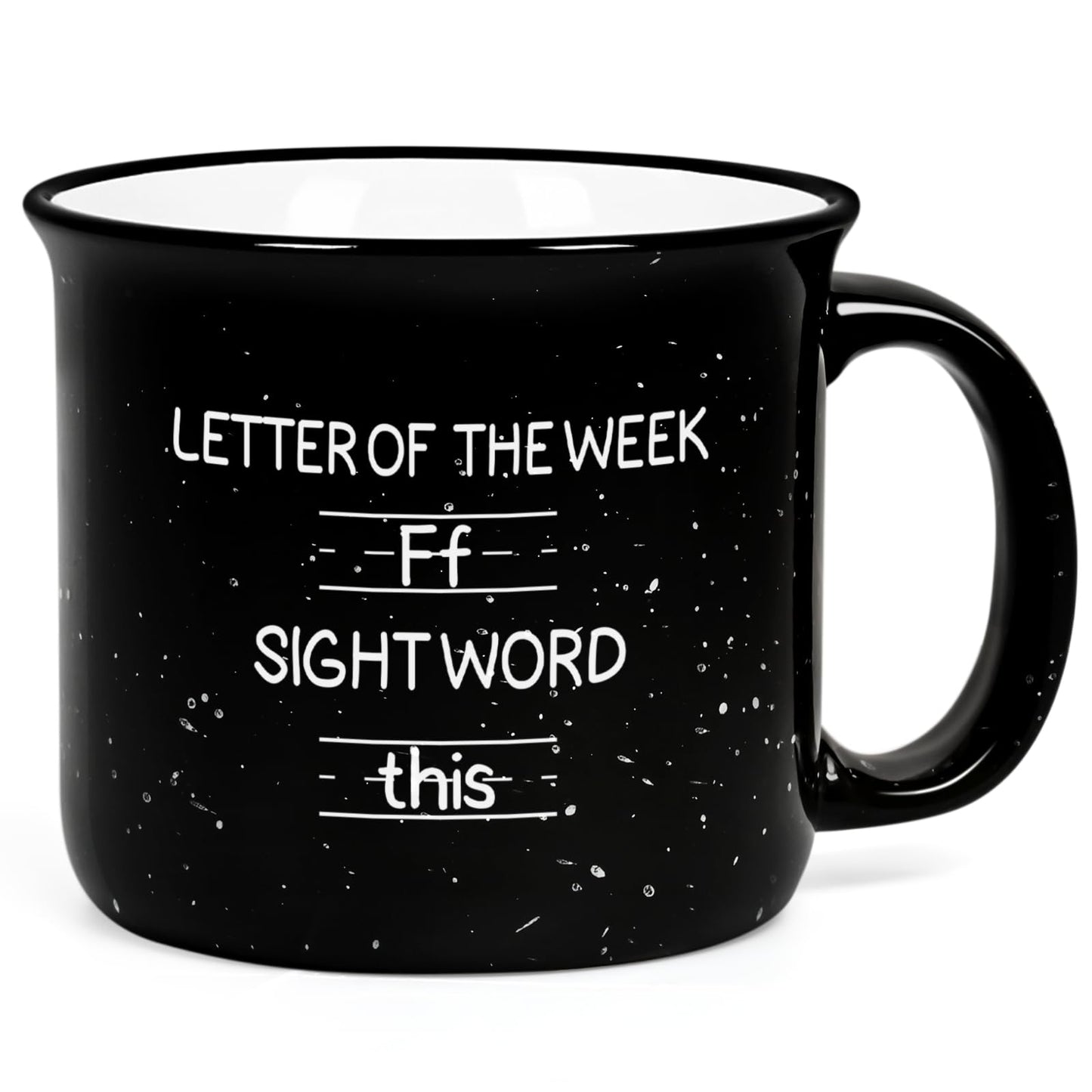 Cabtnca Teacher Appreciation Gifts for Women Men, Funny Sight Word Coffee Mug 15 Oz, Male Teacher Appreciation Gift Birthday White Elephant Christmas Gift for Teacher, Black