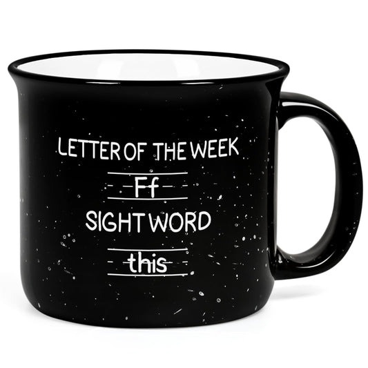 Cabtnca Teacher Appreciation Gifts for Women Men, Funny Sight Word Coffee Mug 15 Oz, Male Teacher Appreciation Gift Birthday White Elephant Christmas Gift for Teacher, Black
