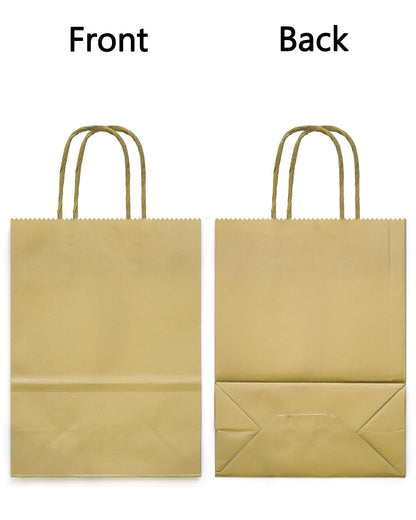 AZOWA Bronzing Gold Gift Bags Mini Kraft Paper Bags with Handles (4.7 x 2.4 x 6 in, Gold, 25 Pcs)