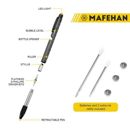 Fathers Day Dad Gifts from Daughter Son Wife, MAFEHAN 9-in-1 Multitool Pen with LED Light, Gifts for Husband Dad Grandpa, Cool Birthday Gadgets for Men