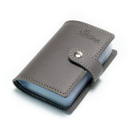 Karlling credit card holder wallet for women/man soft leather business card holder card case organizer bag with 20 card sleeves inside(Gray)
