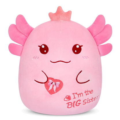 Big Sister Gift Axolotl Plush, 8 inch I’m The Big Sister Stuffed Animal for Girls, Kawaii Axolotl Soft Plushies Toy New Baby Announcement Sibling Gifts for Girls Sister