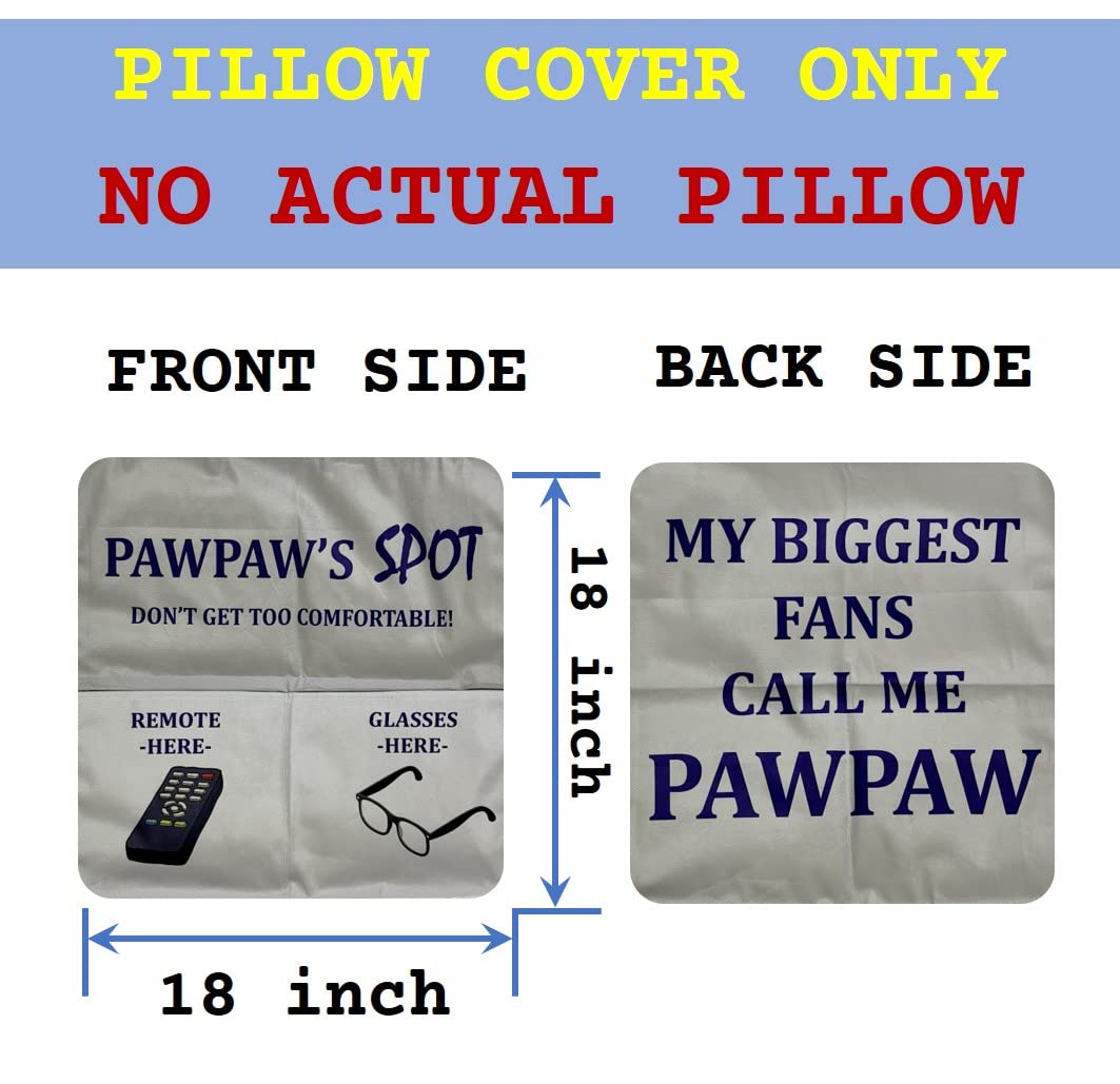 Pawpaw Gifts Dad Grandpa Gifts, 2-Pocket 2-Sided Pawpaw Pillow Covers 18x18 Inch and Pawpaw Ever Engraved Spoon, Fathers Day Birthday Christmas Stocking Stuffers Thanksgiving Day Gifts